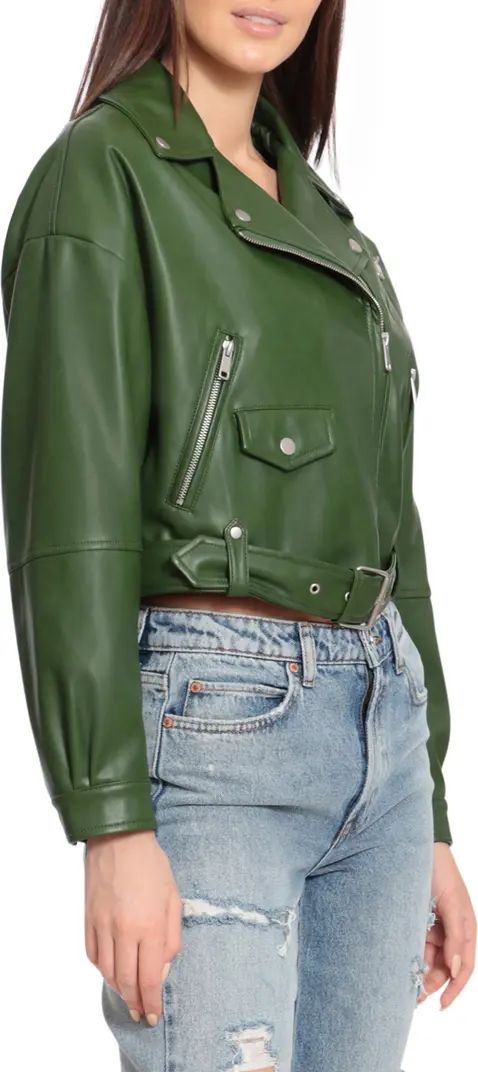 Oversize Faux Leather Crop Moto Jacket | Nordstrom