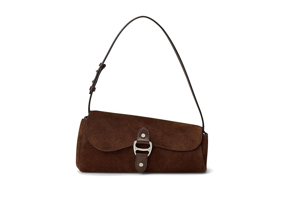 Lauren Ralph Lauren Suede Leather Medium Tasha East-west Shoulder Bag Shoulder Women's Handbags Dark Hickory, Leather/Polyester | Zappos