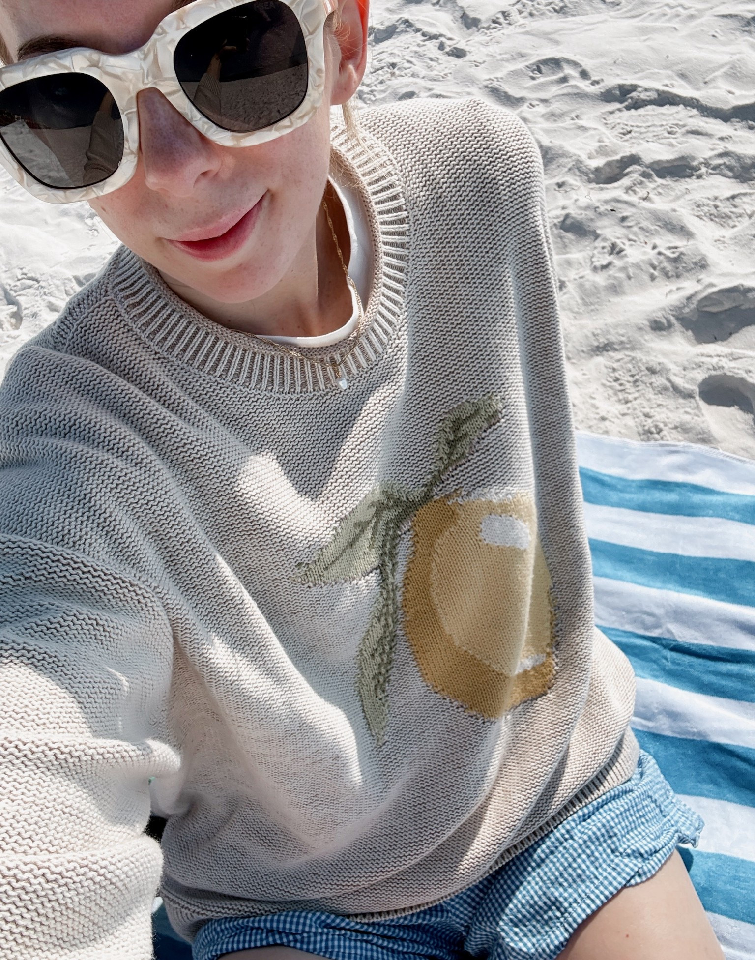 Oversized knit beach sweater lemon print by BarbiGia. Vacation outfit ideas, beach outfit, spring style 

#LTKootd #LTKSeasonal #LTKgrwm