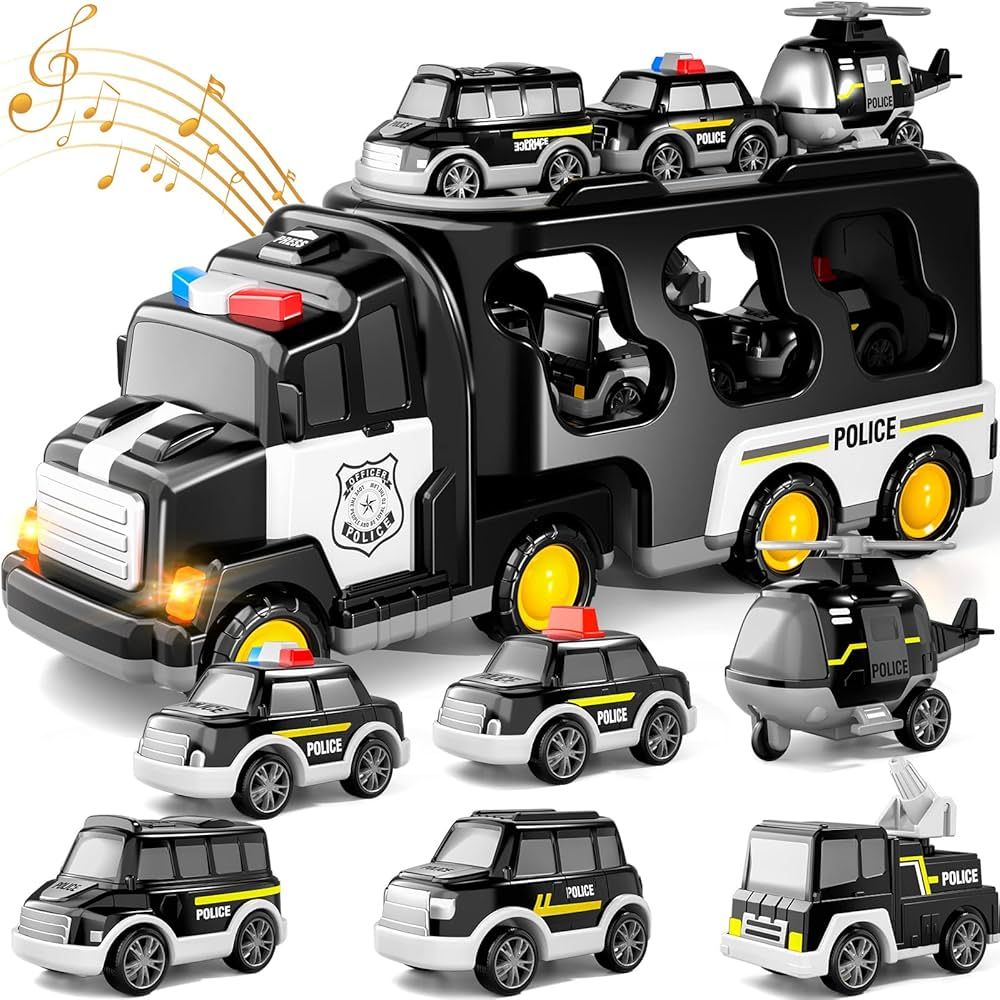 Amazon.com: Doloowee Police Truck Toys Toddlers 3 4 5 6 Years Old, 7 in 1 Truck Friction Power To... | Amazon (US)