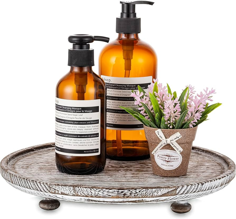 Hanobe Wood Risers for Decor: Rustic Round Wooden Pedestal Stand Tray for Display Farmhouse Tab... | Amazon (US)