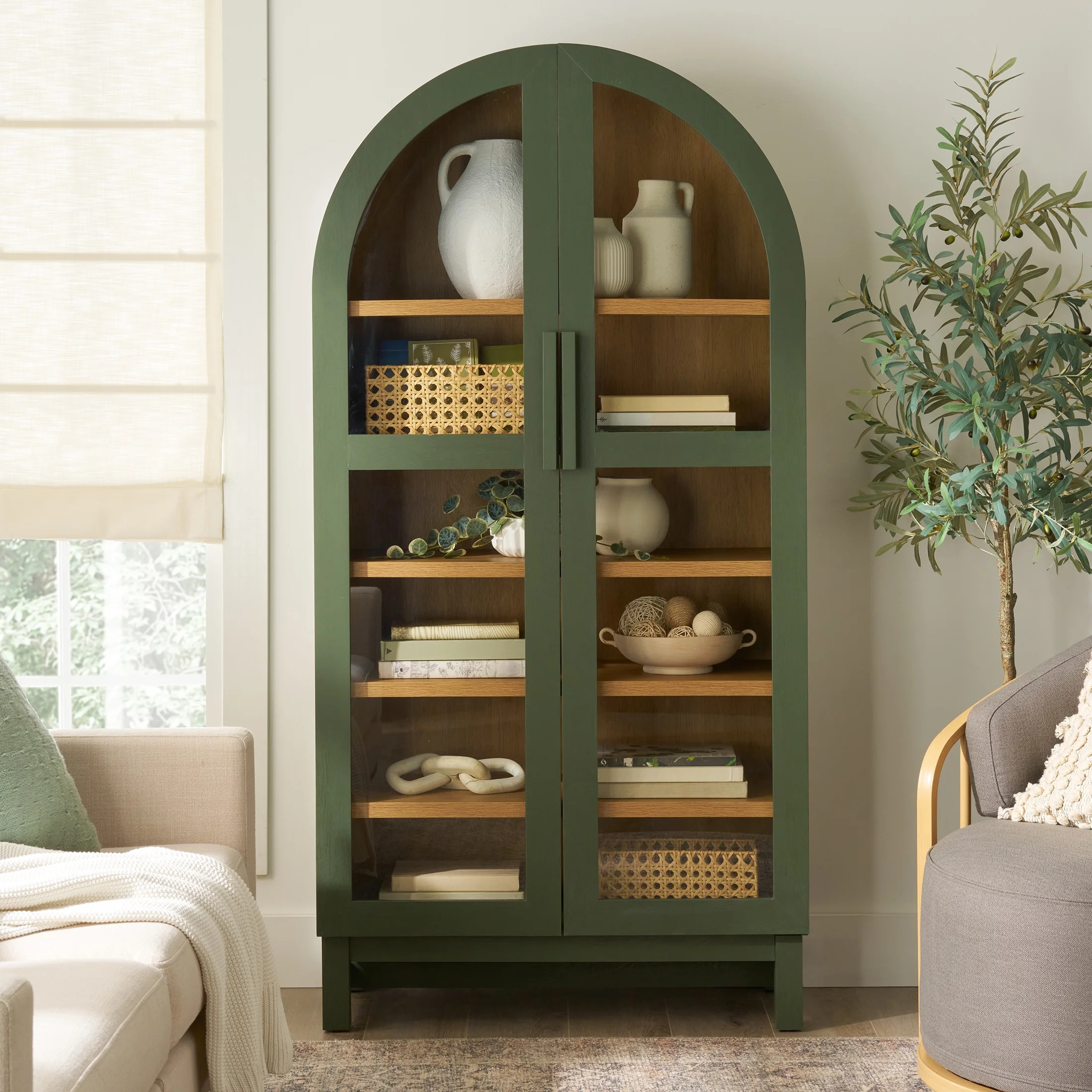 Better Homes & Gardens Juliet Arch Cabinet, Deep Green Finish | Walmart (US)