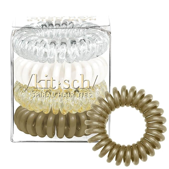 Kitsch Spiral Hair Ties, Coil Hair Ties, Phone Cord Hair Ties, Ponytail Hair Coils No Crease - 4 ... | Amazon (US)