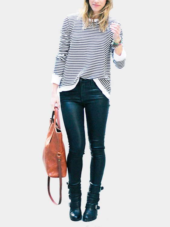 Black And White Stripe Pattern T-shirt | Yoins US