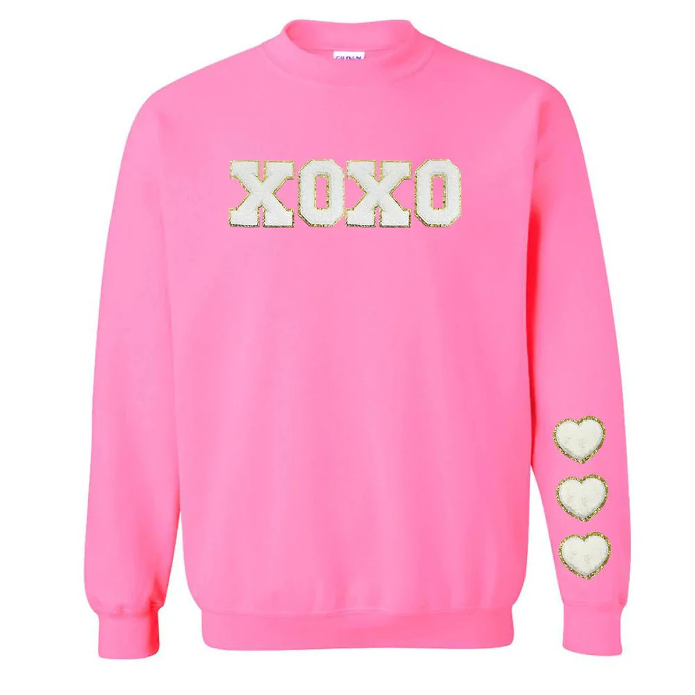 'XOXO & Hearts on your Sleeve' Chenille Patch Sweatshirt | United Monograms