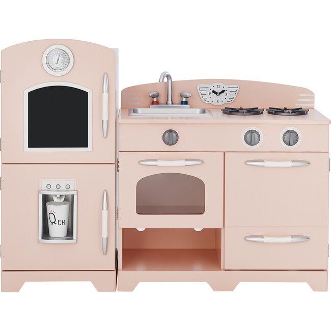 Little Chef Fairfield Retro Play Kitchen, Pink/White | Maisonette