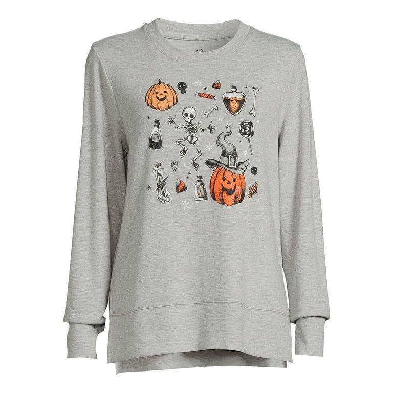 Halloween Pumpkin Party Women's Long Sleeve Hacci Knit Top - Walmart.com | Walmart (US)