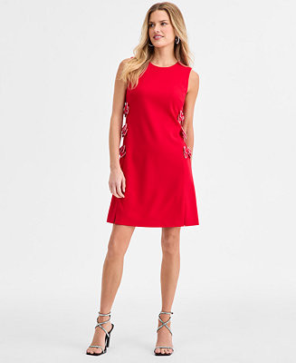 KARL LAGERFELD PARIS Women's Bow Detail Crew Neck Sheath Dress - Macy's | Macy's