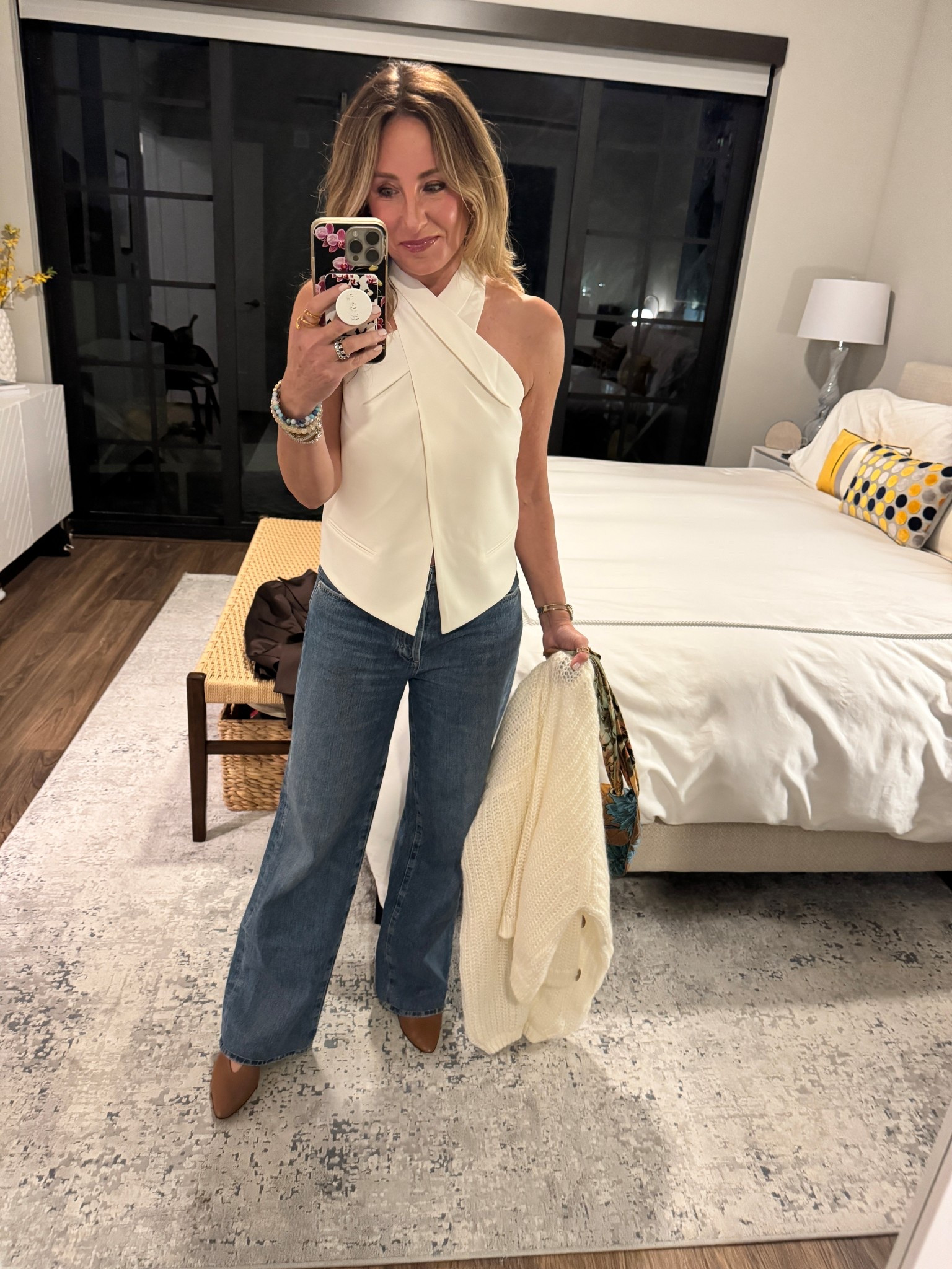 Saturday night going out. It’s always challenging to find going out tops that walk that line between feeling special for going out but yet not feeling too glitzy.  This top is super fun and kind of sexy in a good way. I use double-sided tape to make sure it didn’t move around too much.

#LTKootd #LTKdayinmylife #LTKgrwm