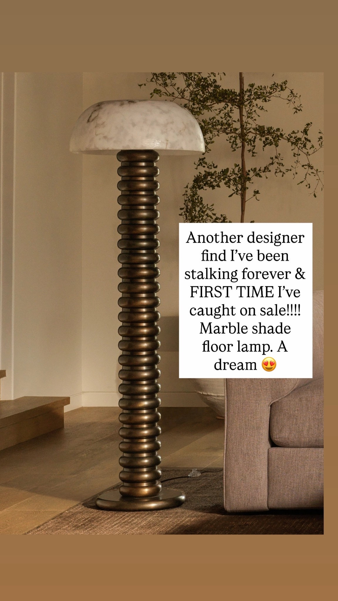 Another designer find I’ve been stalking forever & FIRST TIME I’ve caught on sale!!!! Marble shade floor lamp. A dream 😍