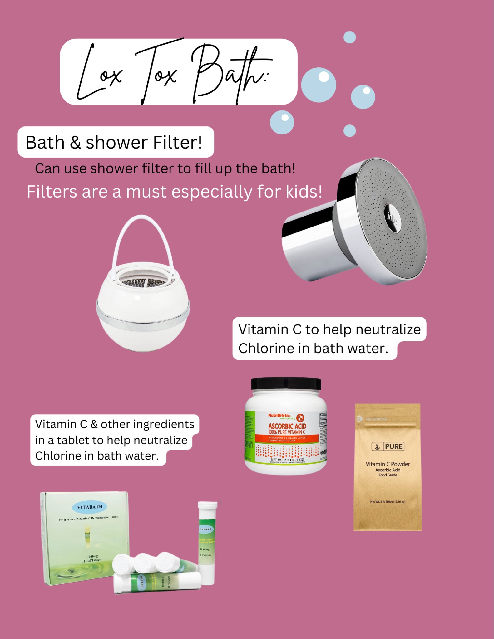 Bath to take a low tox bath. I think a water filter is a must especially for little kids. But you can definitely start with adding vitamin c 🛁 #lowtox #bath #bathfilters #showerfilter #bathtime #kidsbath #vitaminc 

#LTKbaby #LTKhome #LTKfamily