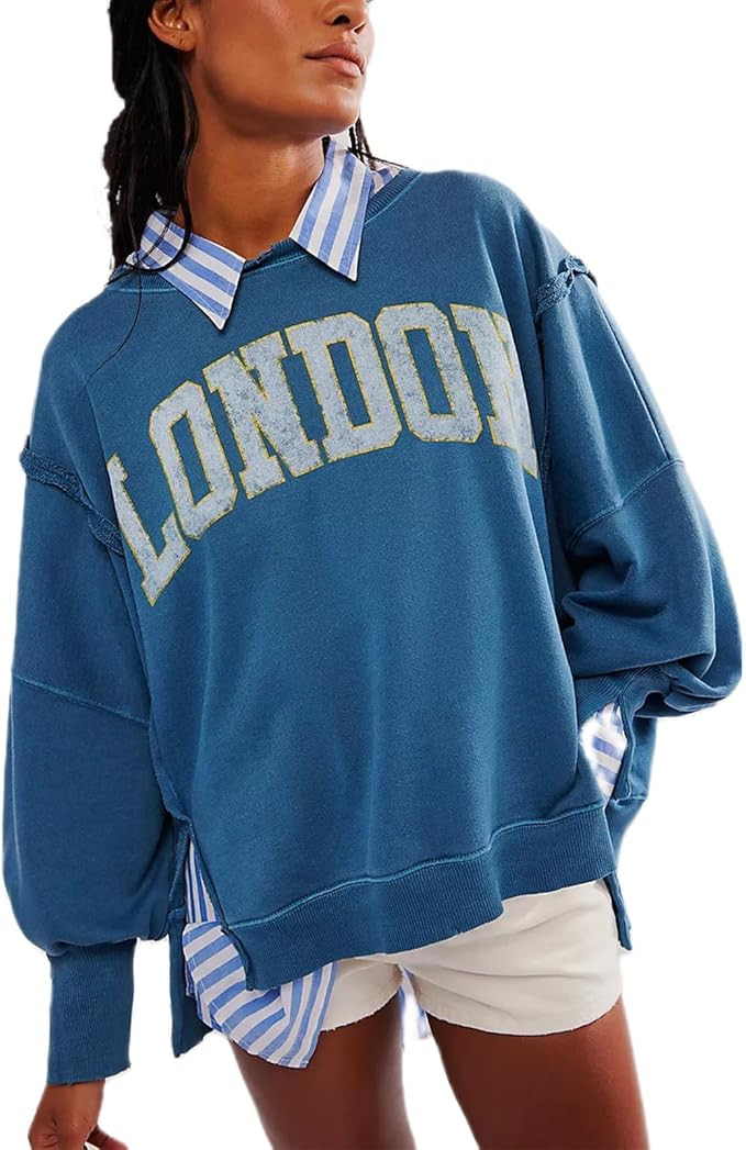 Womens Vintage Oversized Graphic Cute Crewneck Sweatshirt Y2k Loose Fit Aesthetic Retro Pullover ... | Amazon (US)