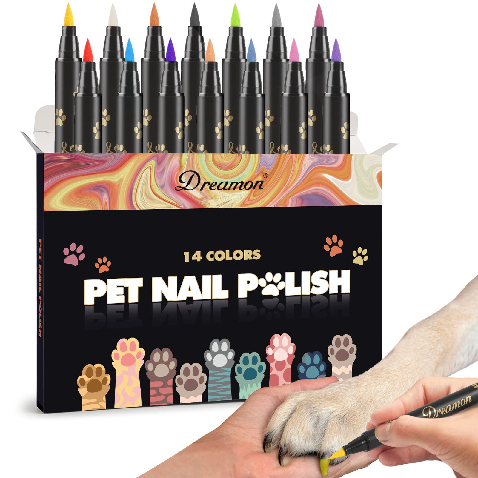 Dog Nail Polish Pen, 14 Colors Pet Nail Polish Set to DIY Beautiful Dog Nails Ideas, Creative Dog... | Amazon (US)