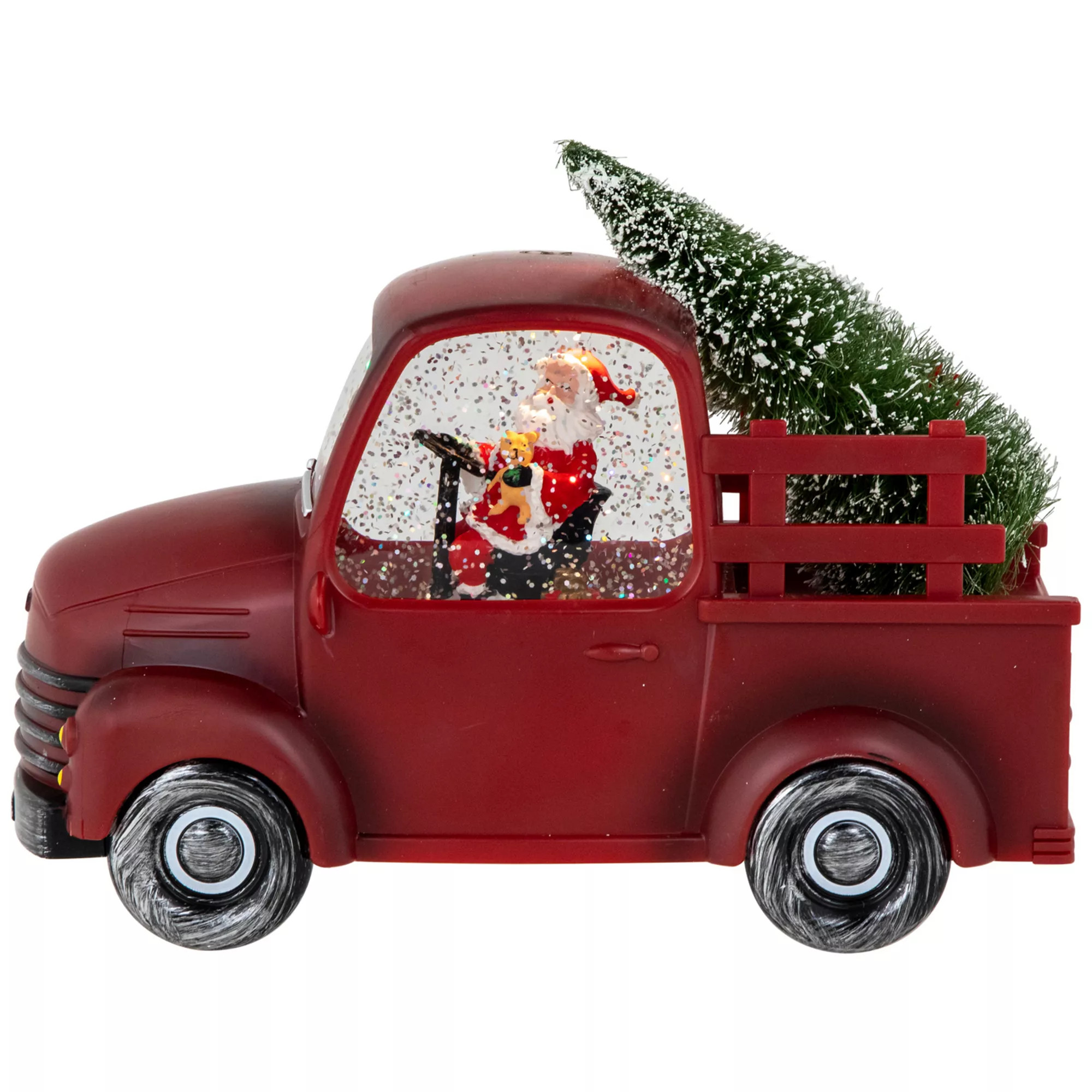 Northlight LED Lighted Santa in Red Retro Truck with Christmas Tree Snow Globe | Kohl's