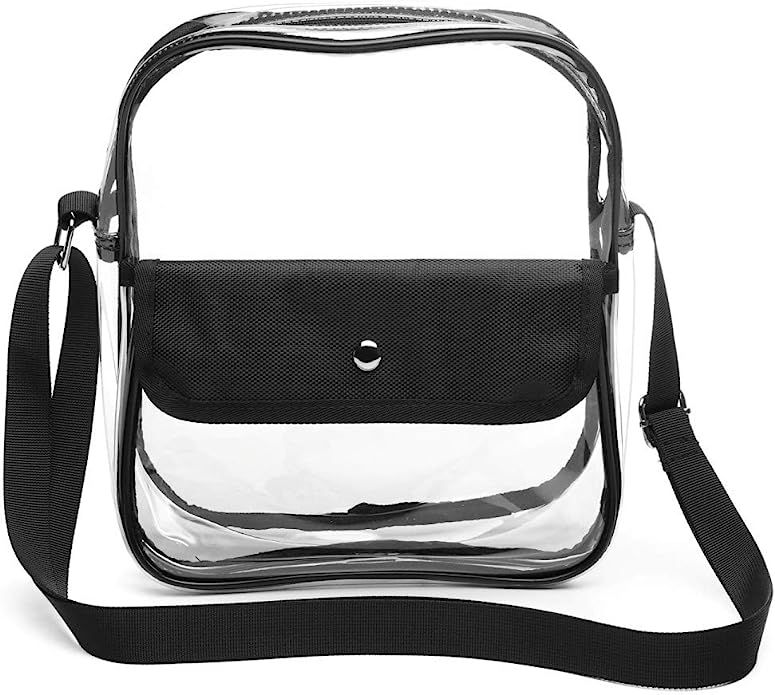 Clear Bag Stadium Approved for NFL, PGA, Clear Crossbody Purse for Women Men Concert School (Blac... | Amazon (US)