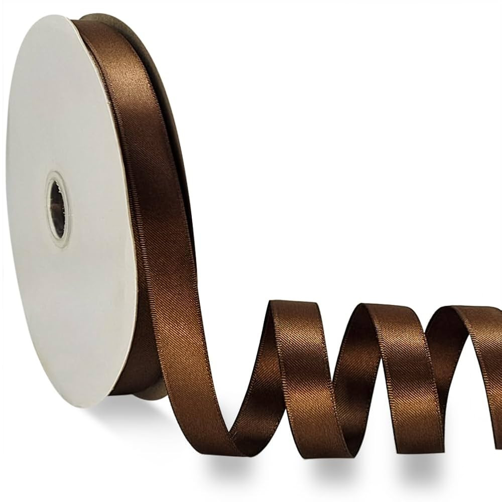 Brown Satin Ribbon Double Faced Satin 1/2 inch x 55 Yards Polyester Ribbon for Gift Wrapping Craf... | Amazon (US)