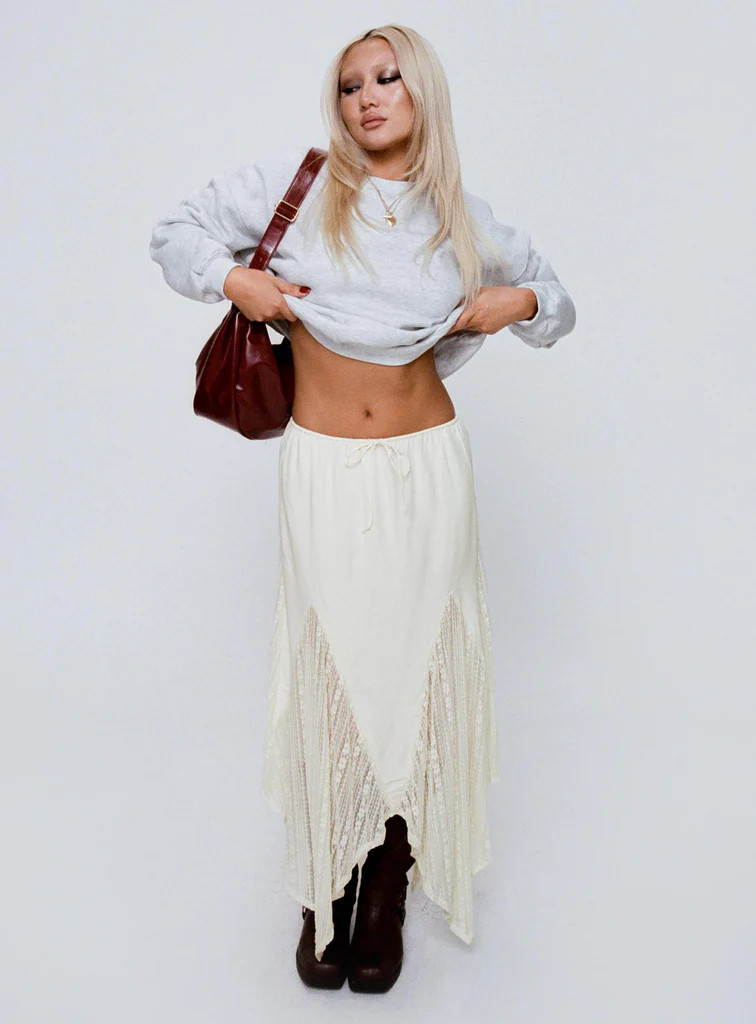 Madame Lace Maxi Skirt Cream | Princess Polly US