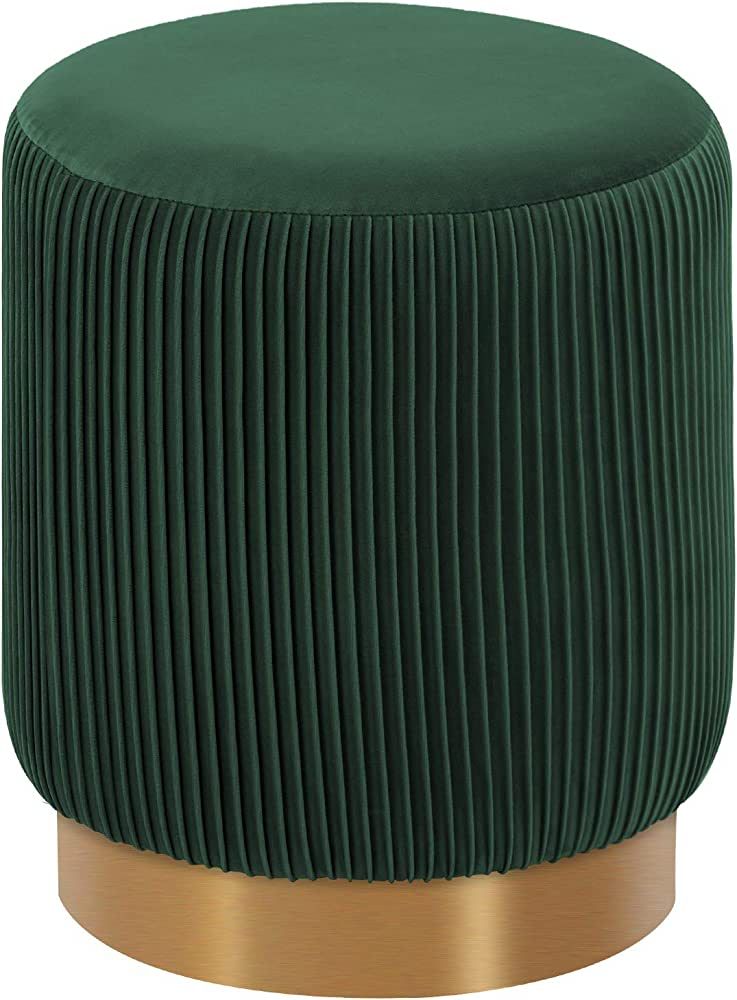 Duhome Modern Round Velvet Ottoman Footrest Vanity Stool Dark Green | Amazon (US)
