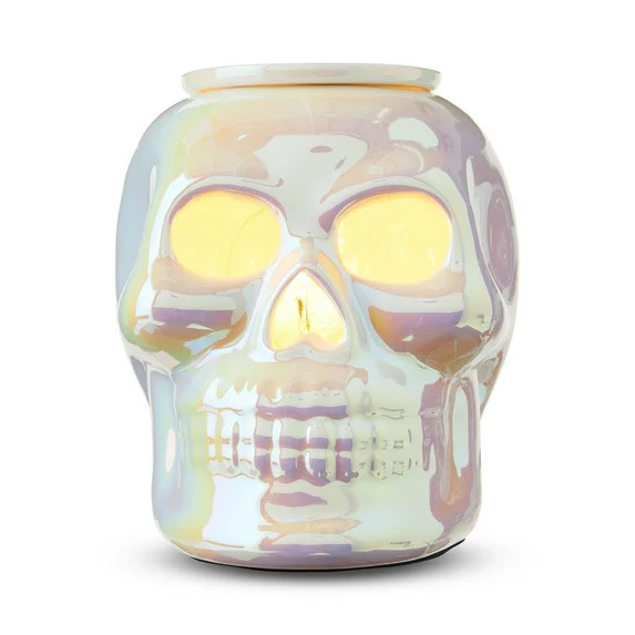 Ceramic Skull Electric Wax Warmer, Iridescent White, Halloween by Way To Celebrate - Walmart.com | Walmart (US)