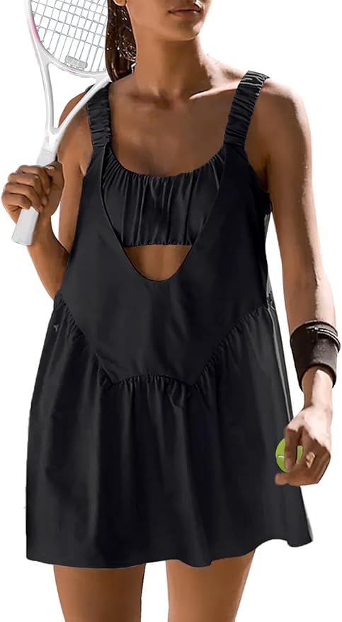 Raikamitu Women Tennis Dress with Built in Shorts and Bra Sleeveless Casual Backless Golf Dress A... | Amazon (US)