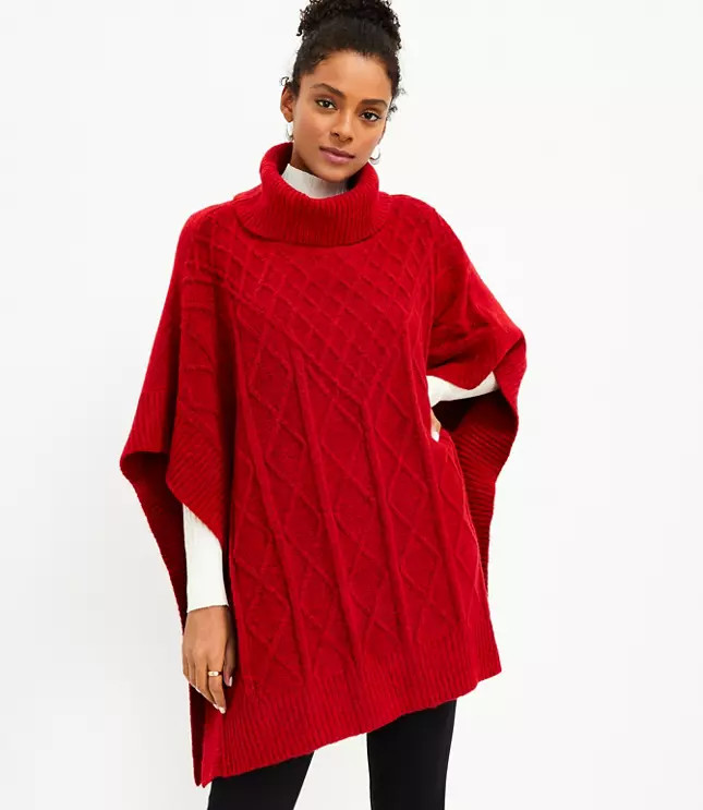 Stitchy Turtleneck Poncho | LOFT