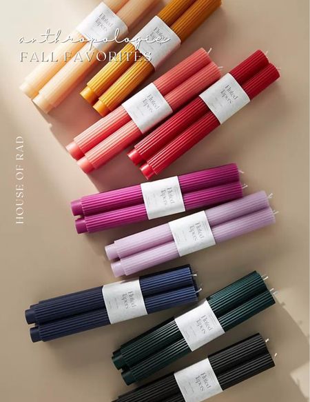 Anthropologie Favorites
Fluted taper candles
Colorful candles
Fall candles
Candlesticks
Taper candles
Centerpiece
Table decor
Dining room decor


#LTKhome