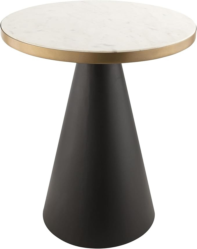 Tov Furniture Richard White Marble Top with Black Conical Metal Base 16" Round Living Room Occasi... | Amazon (US)