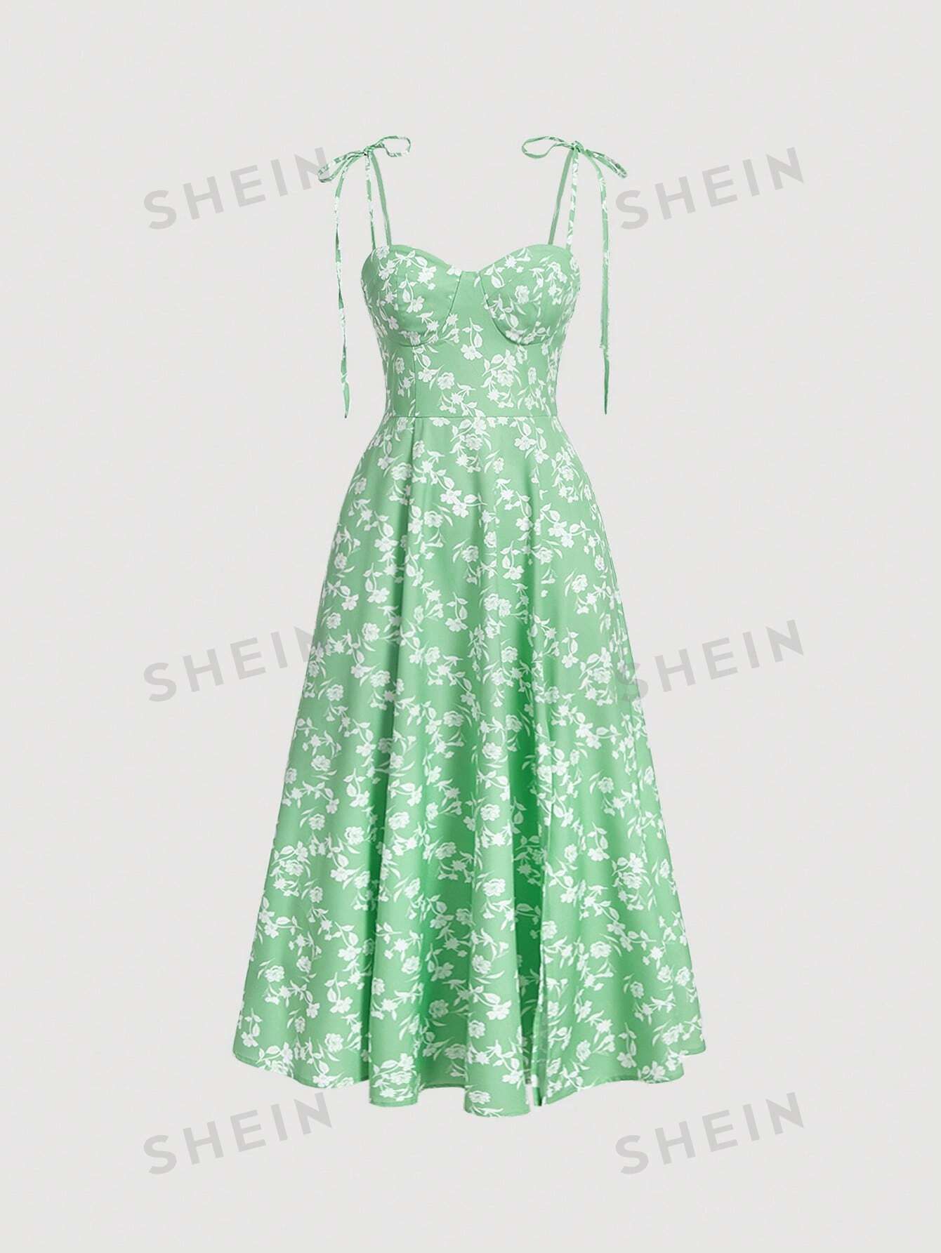 SHEIN MOD Allover Floral Print Tie Shoulder Cami Dress | SHEIN
