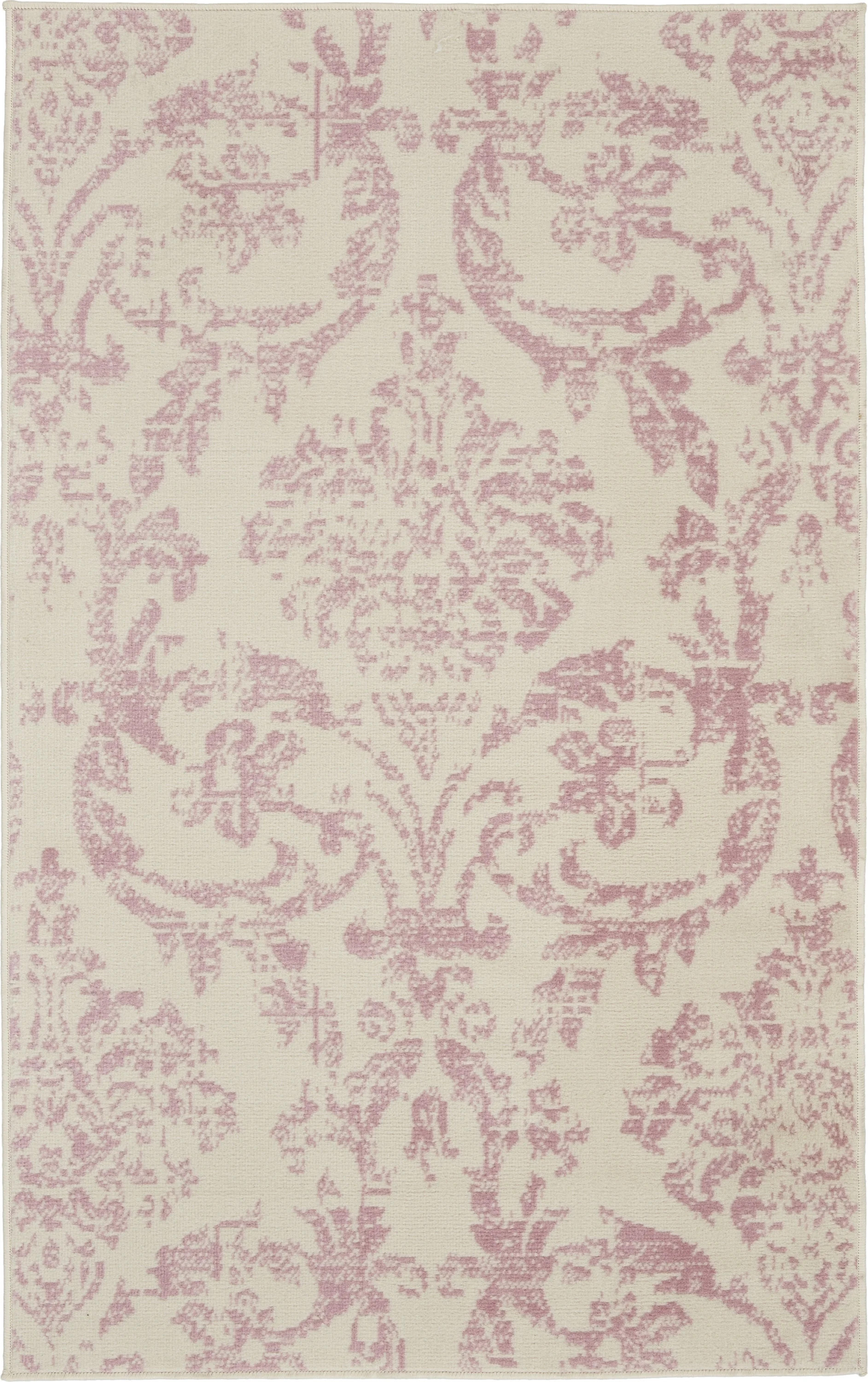 Nourison Jubilant Distressed Damask Ivory/Pink 3' x 5' Area Rug, (3' x 5') | Walmart (US)