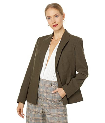 BCBGMAXAZRIA Women's Relaxed Single Breasted Blazer Long Sleeve Button Front Peak Lapel Jacket, Olive, Medium | Amazon (US)