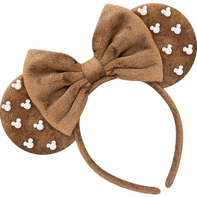 Trnerm Large Fuzzy Brown Headbands for Women and Adults - Birthday Headband with Plush Ears for P... | Amazon (US)