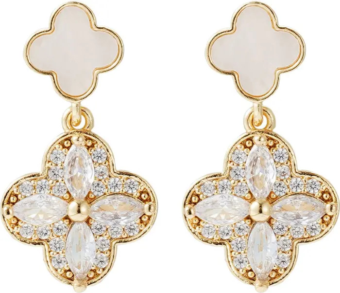 Mother-of-Pearl & Crystal Flower Drop Earrings | Nordstrom Rack