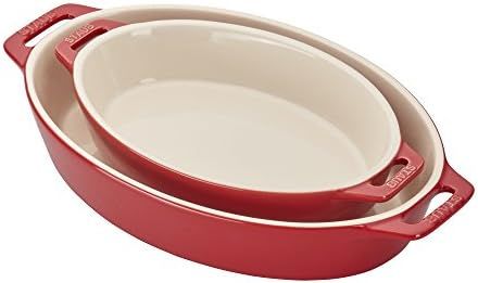 STAUB Ceramics Oval Baking Dish Set, 2-piece, Cherry | Amazon (US)