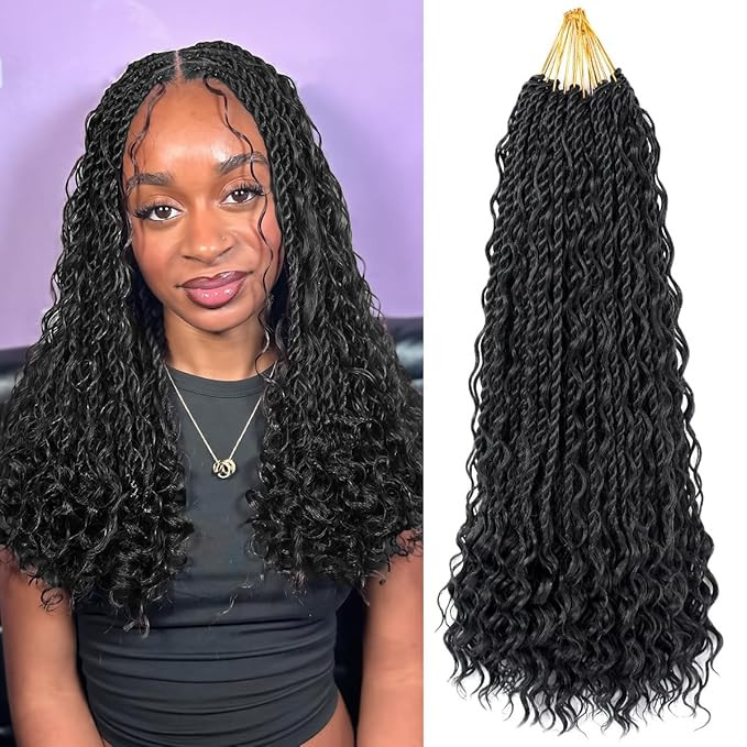 Senegalese Twist Crochet Hair with Curly Ends 18 Inch Natural Black Boho Island Twist Crochet Bra... | Amazon (US)