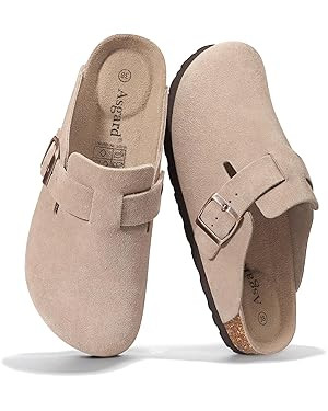 Asgard Women's Suede Clogs Leather Mules Arch Support Potato Shoes with Comfort Cork Footbed | Amazon (US)
