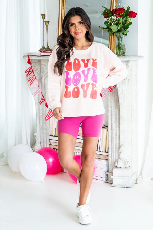 Love Love Love Pale Pink Graphic Sweatshirt | Pink Lily