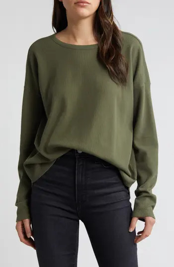 Oversize Organic Cotton Blend Thermal Knit Top | Nordstrom