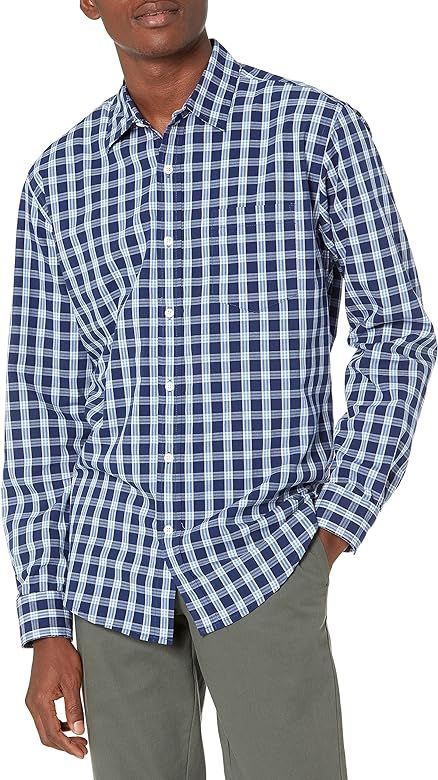 Amazon Essentials Men's Regular-Fit Long-Sleeve Casual Poplin Shirt | Amazon (US)
