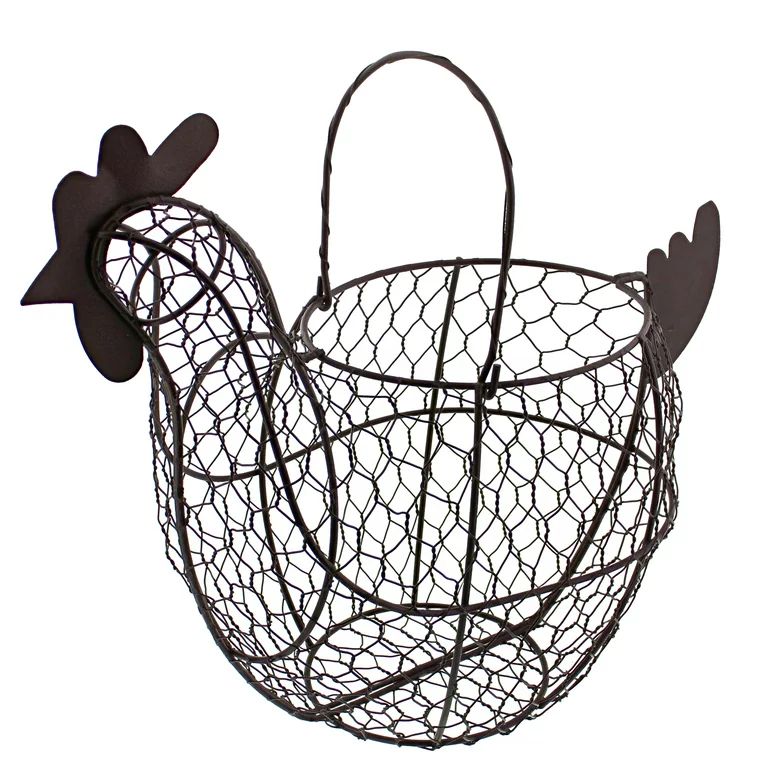 Rural365 Chicken Egg Holder - Brown Decorative Wire Basket with Handle for Eggs | Walmart (US)