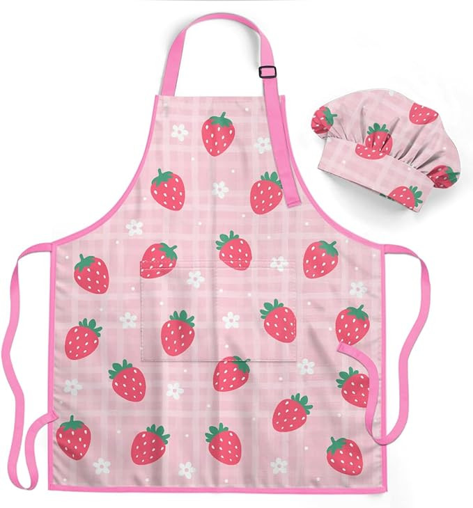 SANDJEST Kids Apron with Chefs Hat Set, Kitchen Apron Gifts | Amazon (US)