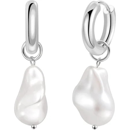 Kavelle Home INC Pearls Drop Earring For Women Baroque Pearls Dangle Small Huggies Earrings Hypoalle | Walmart (US)