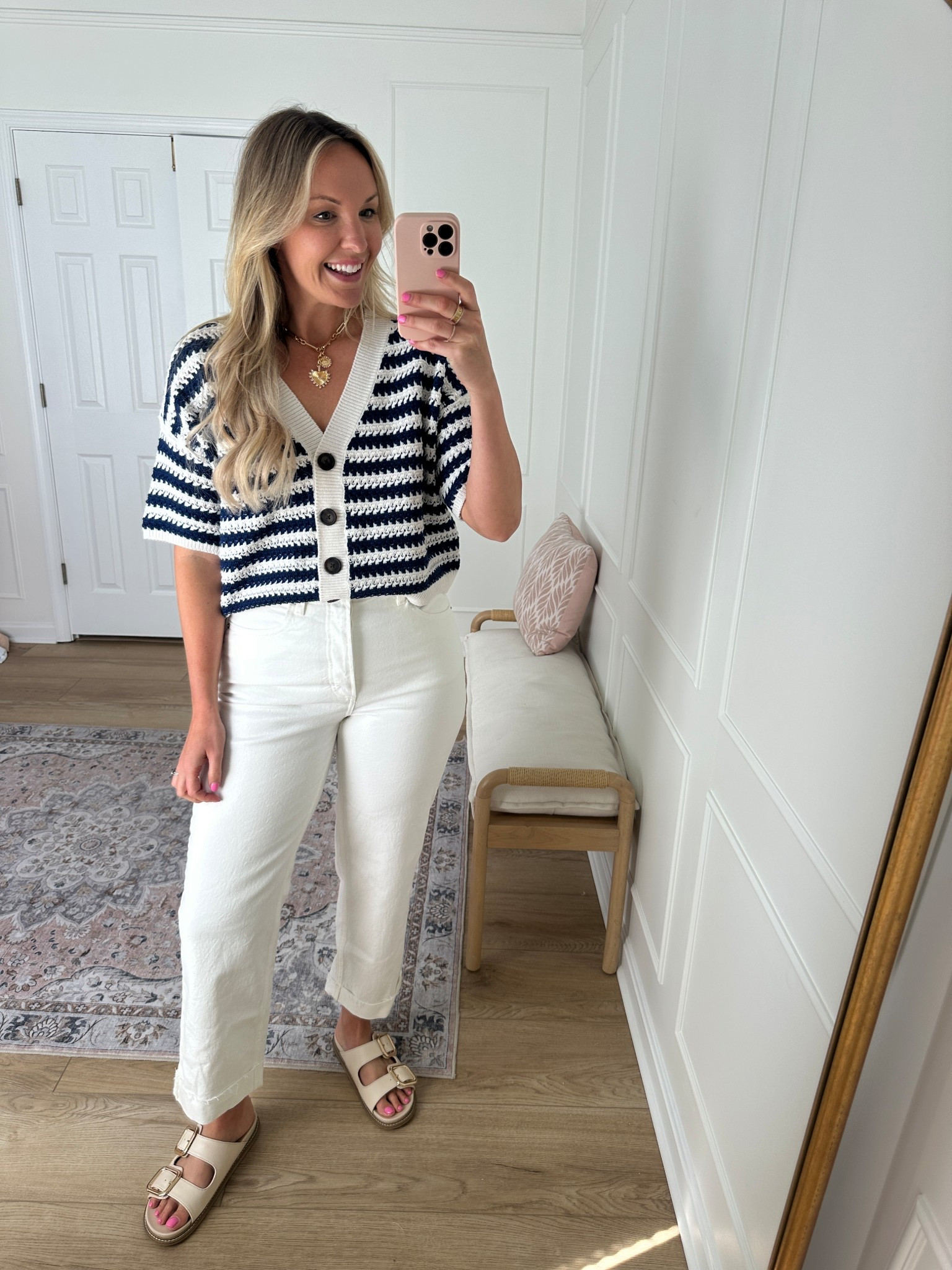 Casual summer outfit - white jeans - wearing a medium top and size 10 jeans 

#LTKStyleTip #LTKMidsize #LTKFindsUnder50