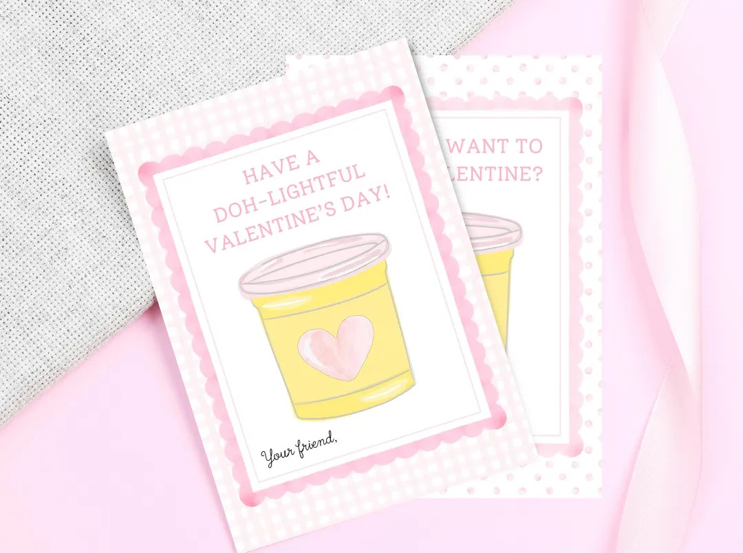 Play Dough Valentines: Grand Millennial Pink Watercolor Cards (digital Download) - Etsy | Etsy (US)