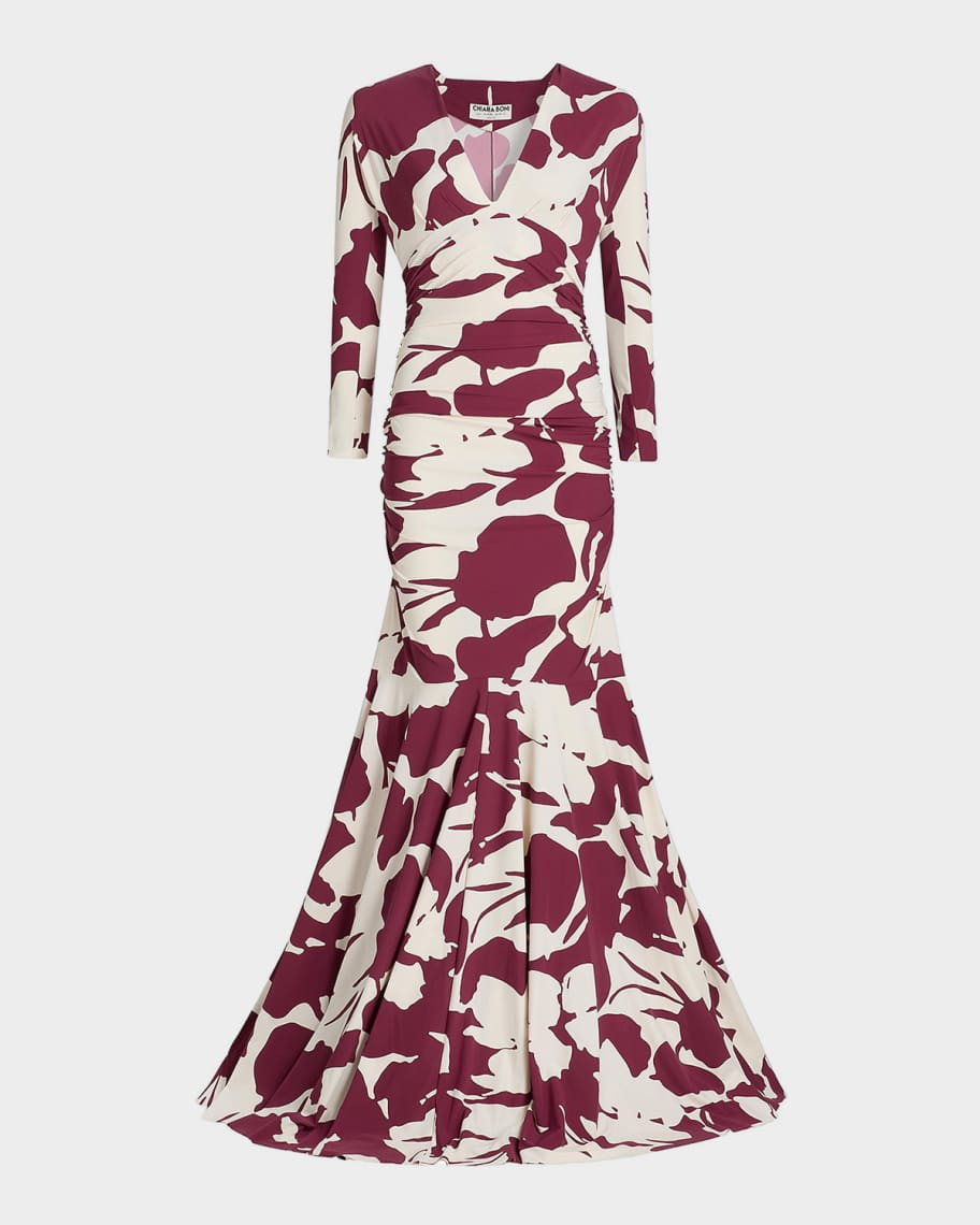 Chiara Boni La Petite Robe Riensen Floral-Print Mermaid Gown | Neiman Marcus