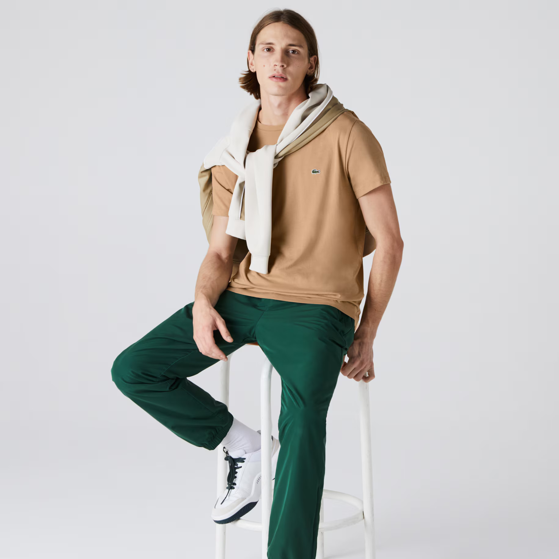 Monochrome Cotton Pima Jersey Crew Neck T-shirt | Lacoste (US)