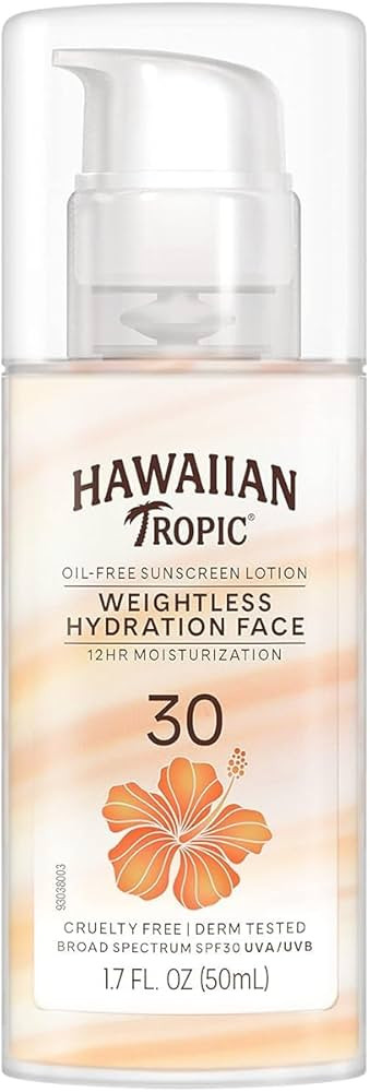 Hawaiian Tropic Weightless Hydration Lotion Sunscreen for Face SPF 30, 1.7oz | Travel Size Sunscr... | Amazon (US)