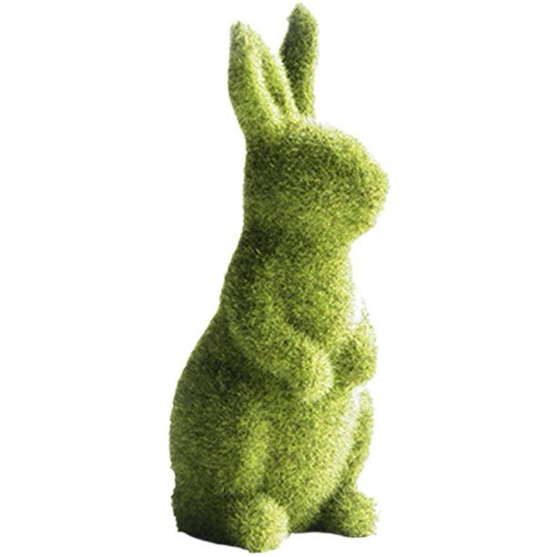 Easter Decorations Moss Bunny Adorable Artificial Flocked Rabbit Figurine Spring Festival Home Ga... | Walmart (US)