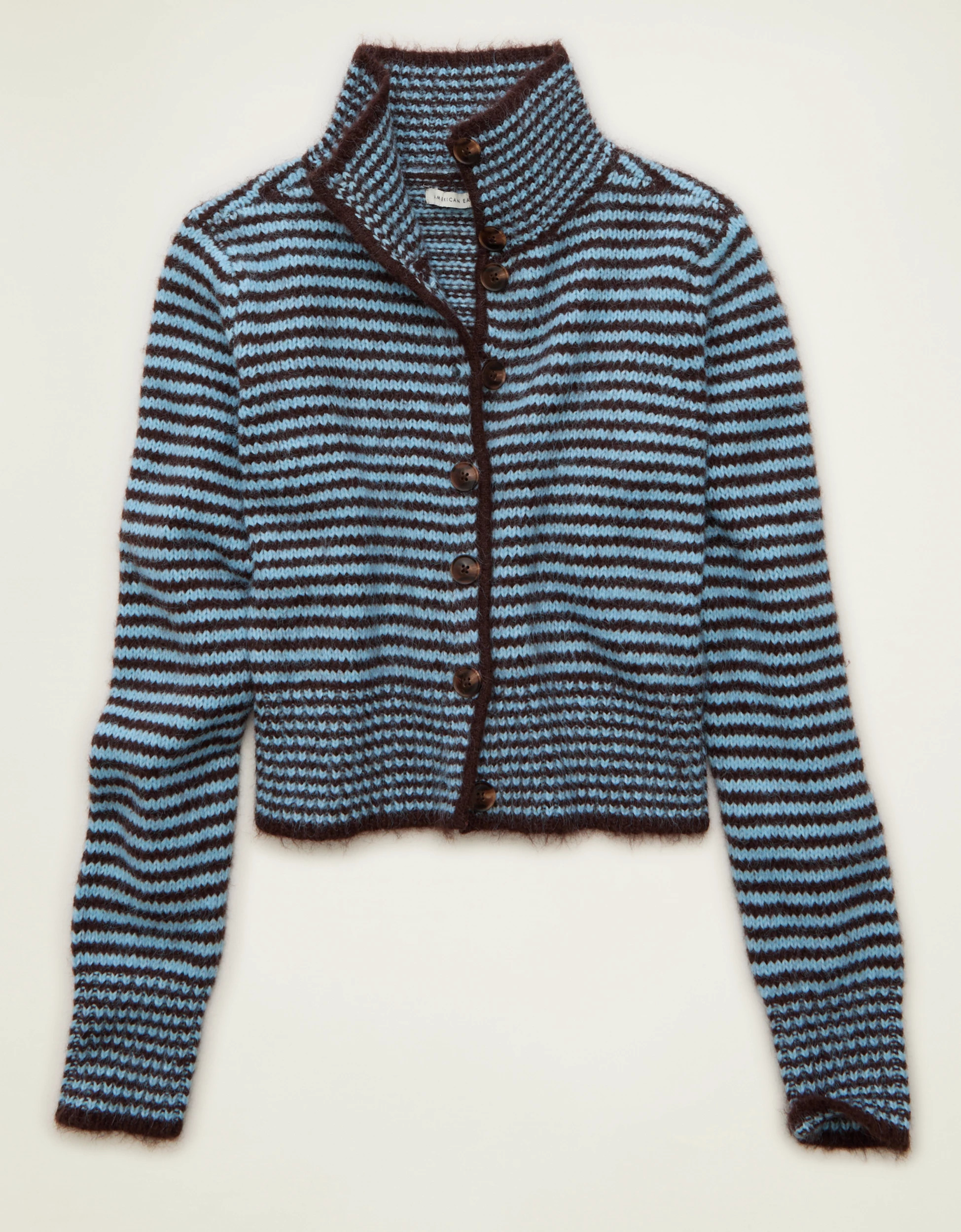 AE Mock Neck Cardigan Sweater | American Eagle Outfitters (US & CA)