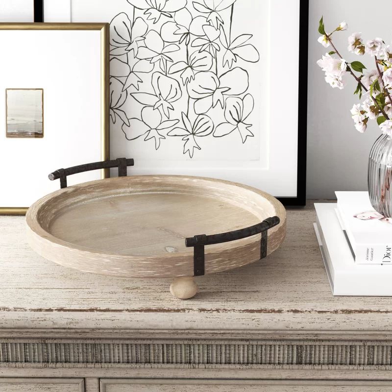 Lucia Round Wooden Footed Coffee Table Tray | Wayfair North America
