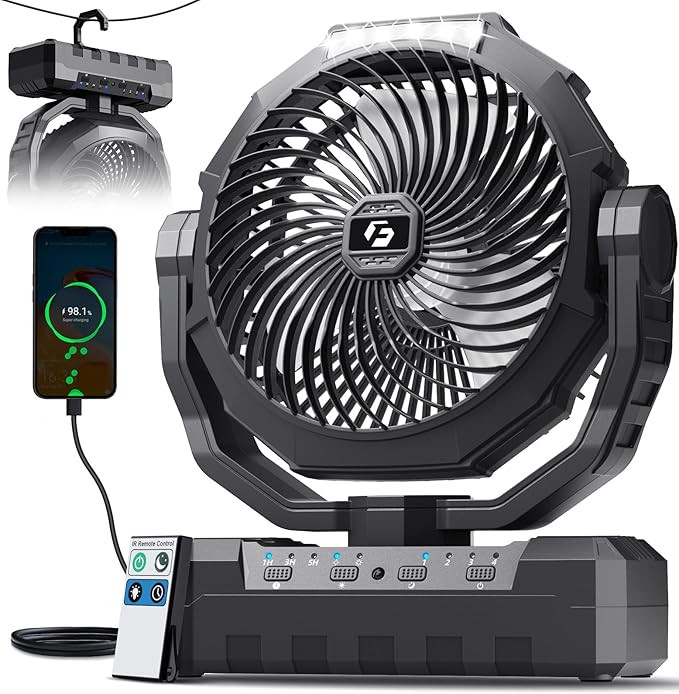 FRIZCOL 3-in-1 Camping Fan - Portable Fans Rechargeable - 36000mAh Battery Powered Fan with Light... | Amazon (US)